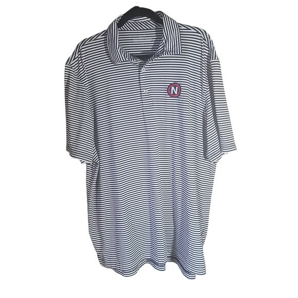 Vineyard Vines Men's Blue & White Striped Short Sleeve N Patch Polo Shirt XL - Picture 1 of 9